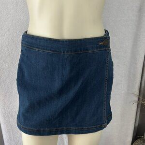 Denim Mini Skirt Shorts‎ Dark Wash Button Accent Casual Cute Size M